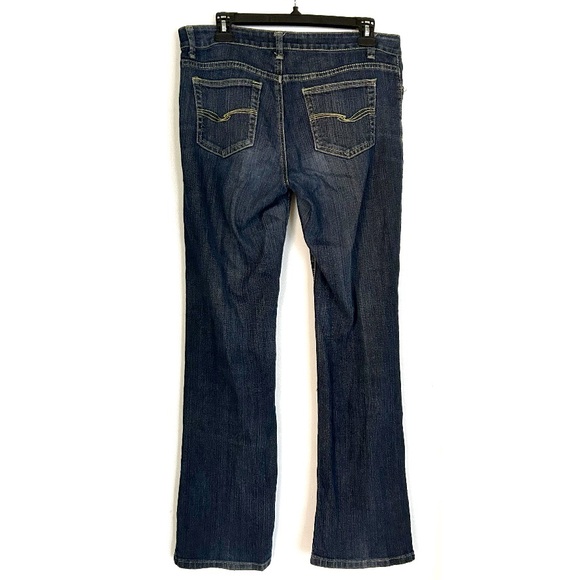 Y2K Baccini Sparkly Glitter Flare Blue Jeans Bell Bottom Denim Gold Size 8 2000s - Picture 4 of 11